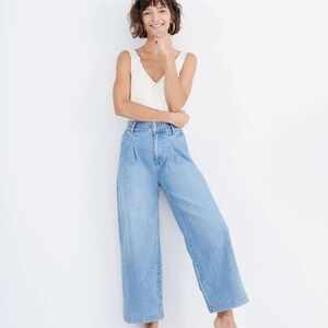 Madewell Pleated Wide-Leg Jeans in Kinnon Wash
